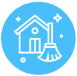 Clean house icon with broom